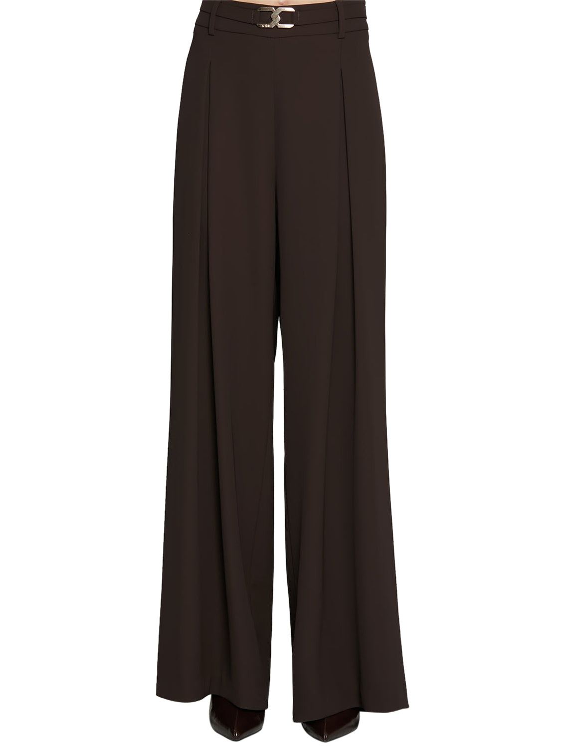 RELISH Pantalone Rojem Vita Alta Palazzo Marrone Chocolate Brown