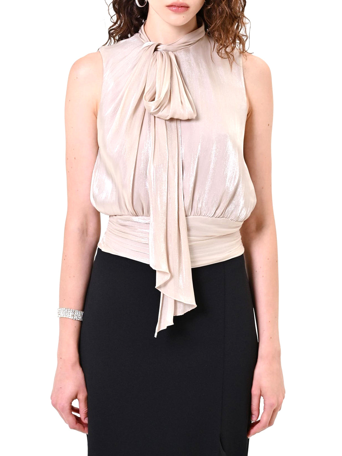 RINASCIMENTO Rinascimento Top Fiocco Laterale In Raso Tortora Beige Tortora Beige