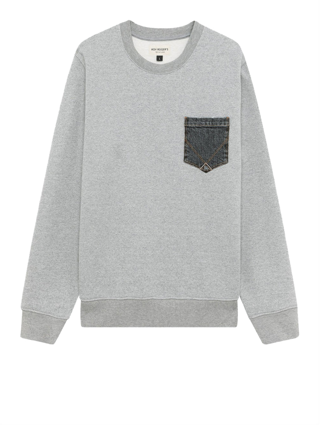 ROY ROGERS Felpa Roy Rogers Crew Pocket Grigio Grey Mel.