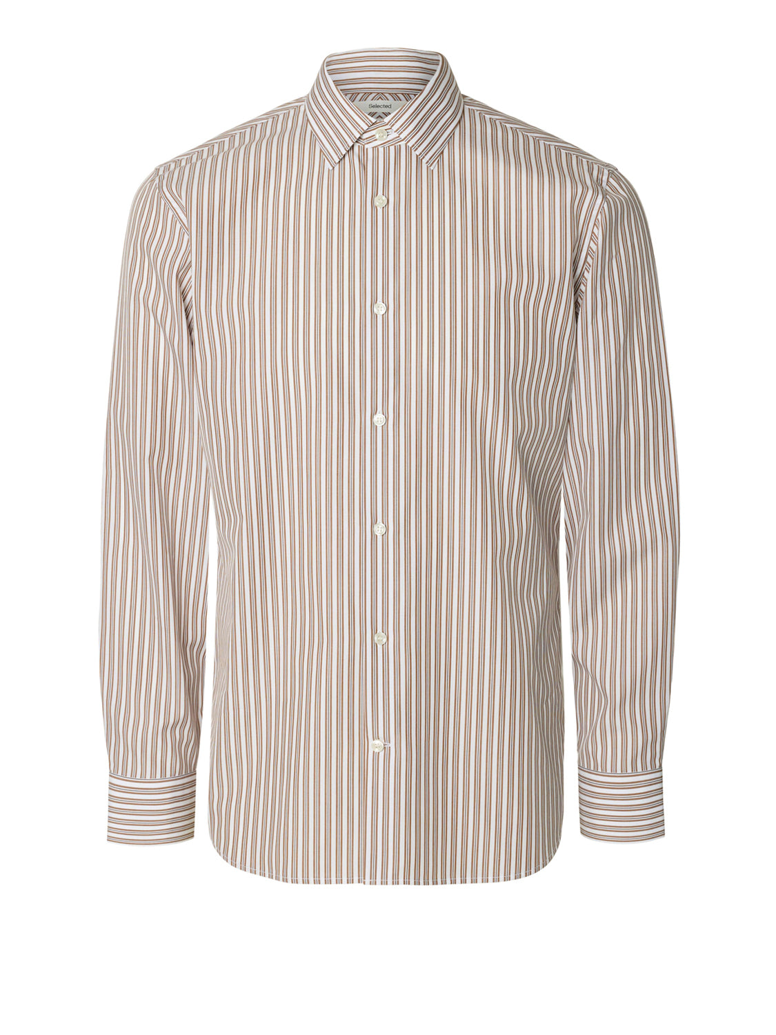 SELECTED Selected Camicia Slmslimfilip Lux Poplin - Bianco Marrone WHITE