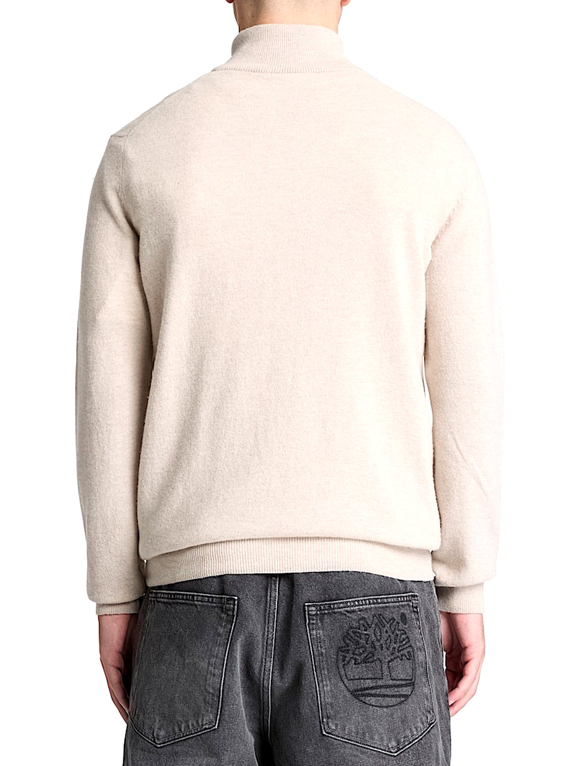 TIMBERLAND Maglione Timberland con Zip a un Quarto in Lana Merino Cohas Brook Beige Light Beige