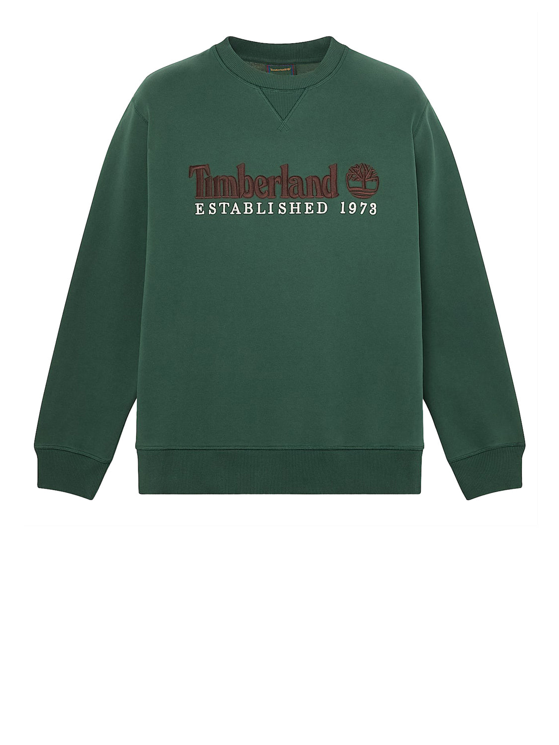 TIMBERLAND Timberland Felpa Girocollo con Logo Established 1973 Ricamato Verde Scuro Dark green
