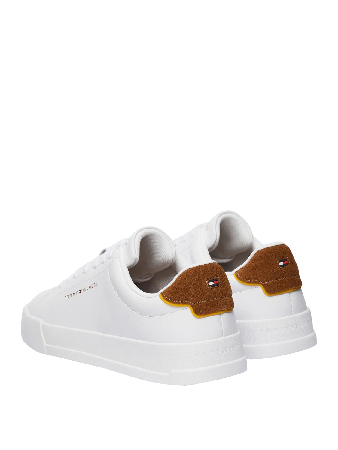 TOMMY HILFIGER 1USCITA Tommy Hilfiger Sneakers Th Court Lth Detail Ess - Bianco Cognac White/Coconut Groove