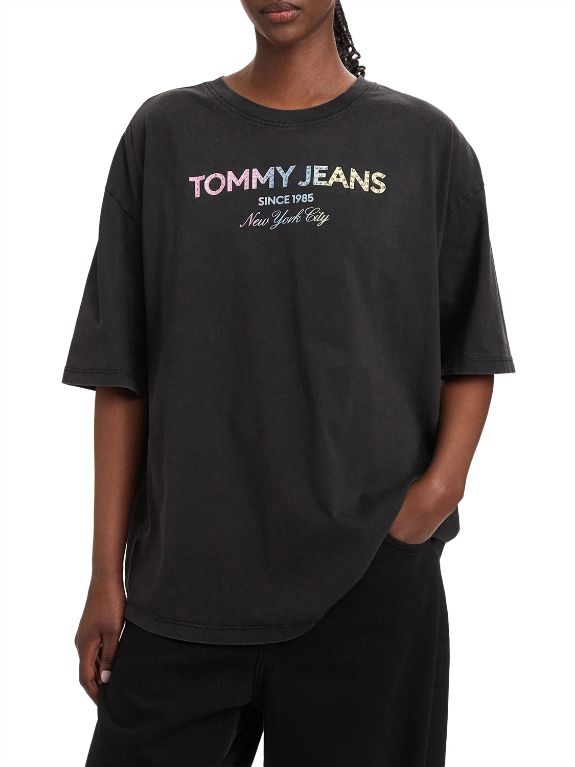 TOMMY JEANS 1USCITA Tommy Jeans T-Shirt Logo Frontale Nero BLACK