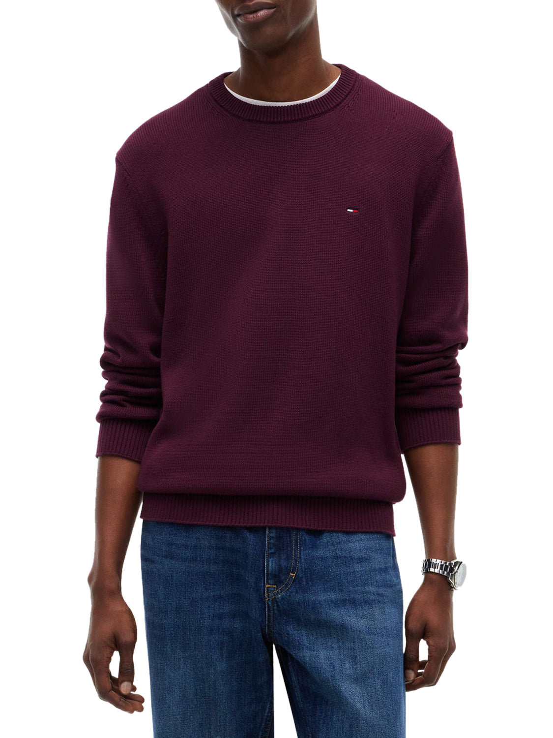 TOMMY JEANS 2USCITA Tommy Jeans Maglia In Tinta Unita - Bordeaux Calypso Berry
