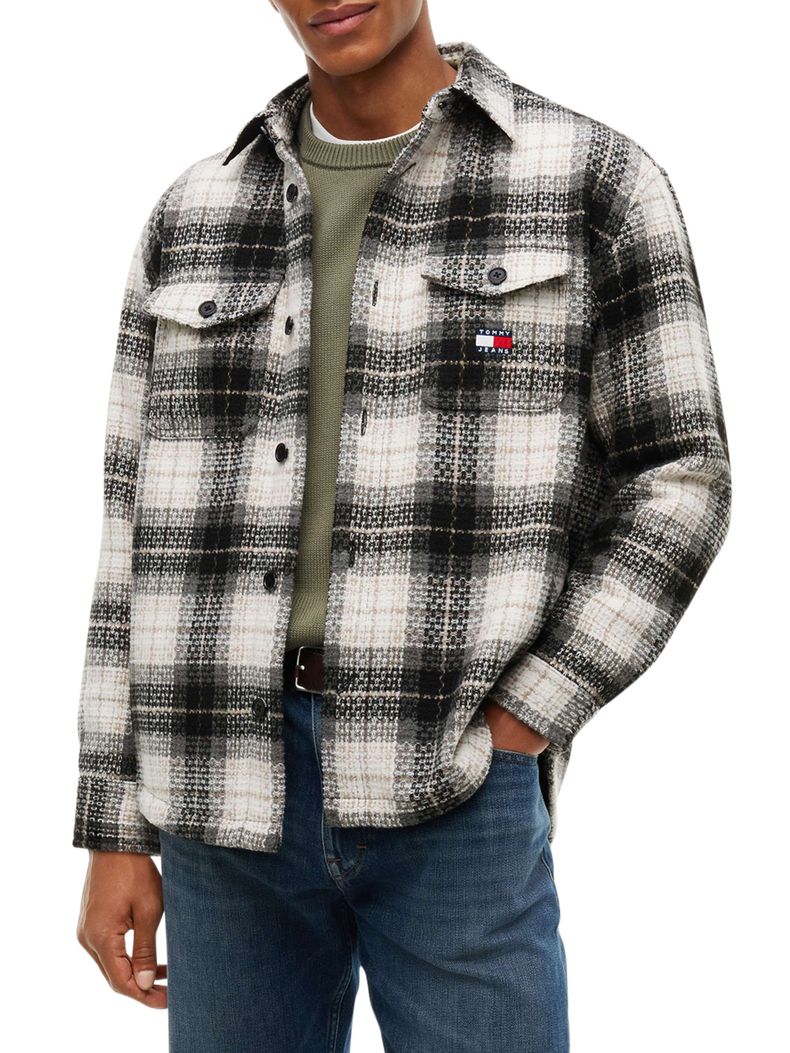 TOMMY JEANS 2USCITA Camicia Over Tommy Jeans DM0DM23616 - Nero Bianco Black Check