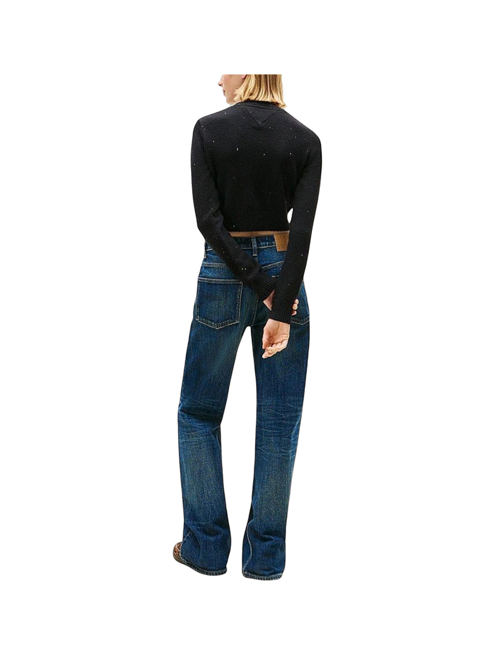 TOMMY JEANS 2USCITA Pullover Tommy Hilfiger slim fit con paillettes e bandiera Nero BLACK