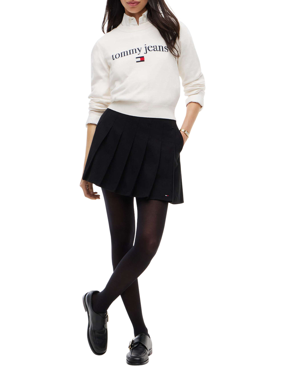 TOMMY JEANS 2USCITA Tommy Jeans Maglione Logo Frontale - Bianco Off White