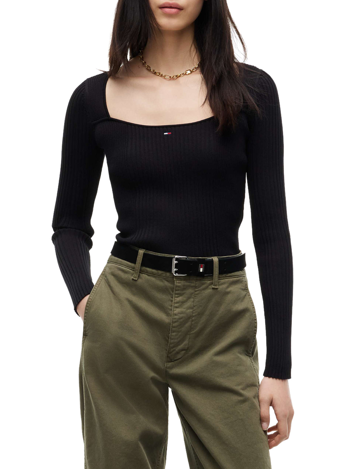 TOMMY JEANS 2USCITA Tommy Jeans Maglia In Tinta Unita - Nero BLACK