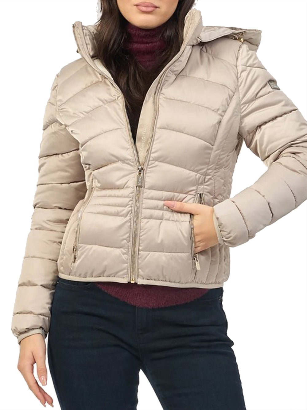 Yes Zee Giubbino Donna Trapuntato Con Cappuccio Staccabile Yes Zee - Beige Beige