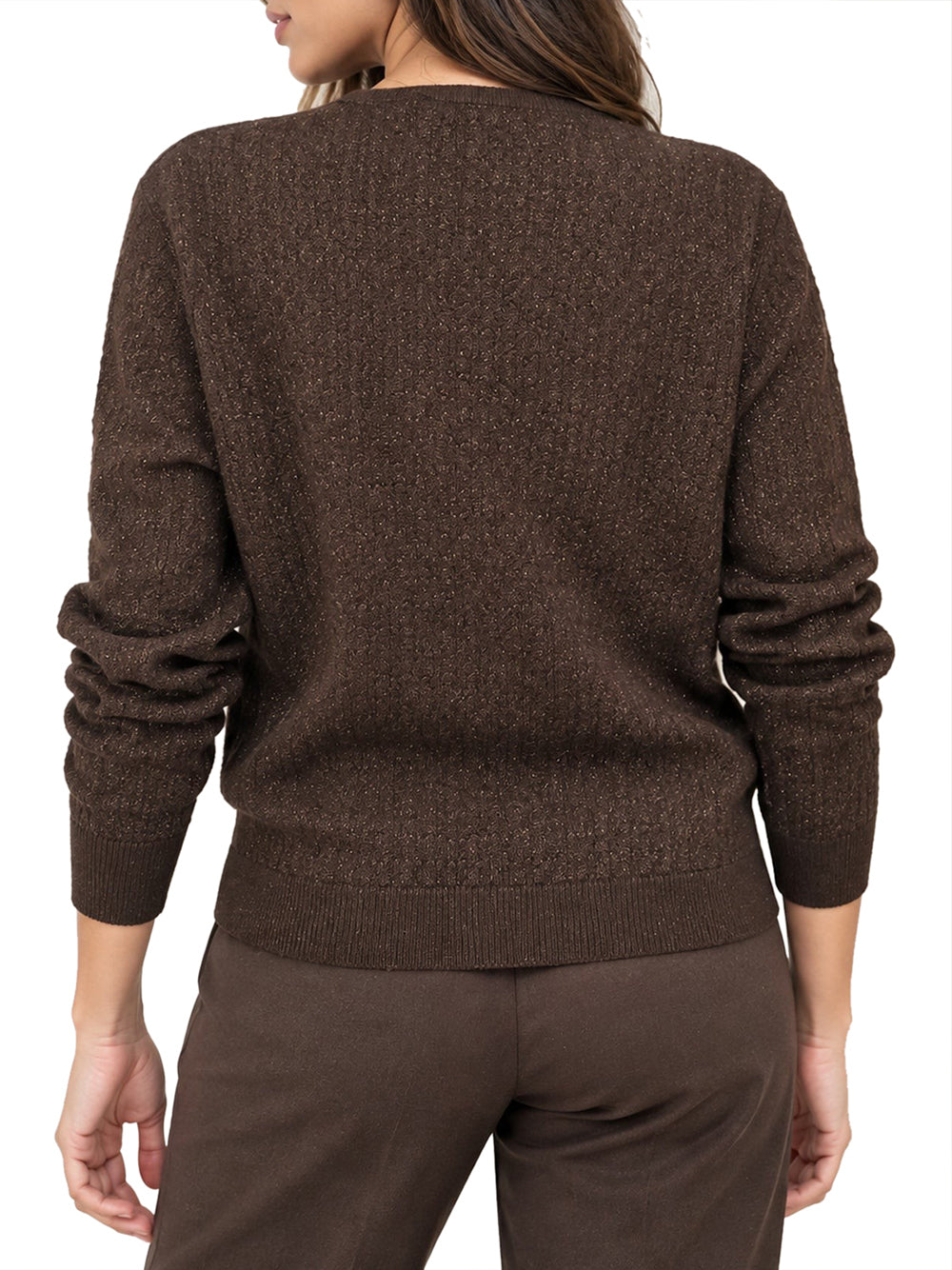 Yes Zee Maglia Donna Scollo V Traforata Con Lurex Yes Zee - Moro Moro