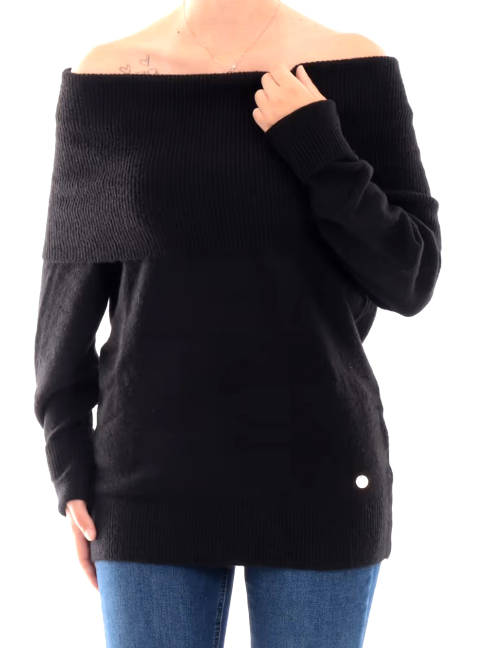 Yes Zee Maglia Donna Collo Ad Anello Con Lurex Marrone Yes Zee - Nero Nero
