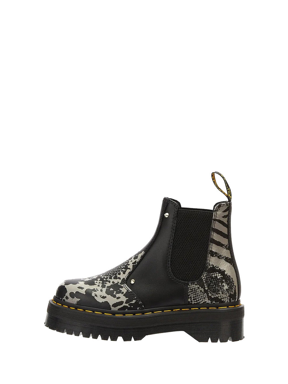 DR MARTENS Anfibio Donna2976 QUAD ANIMAL in pelle con stampa animalier Nero/grigio