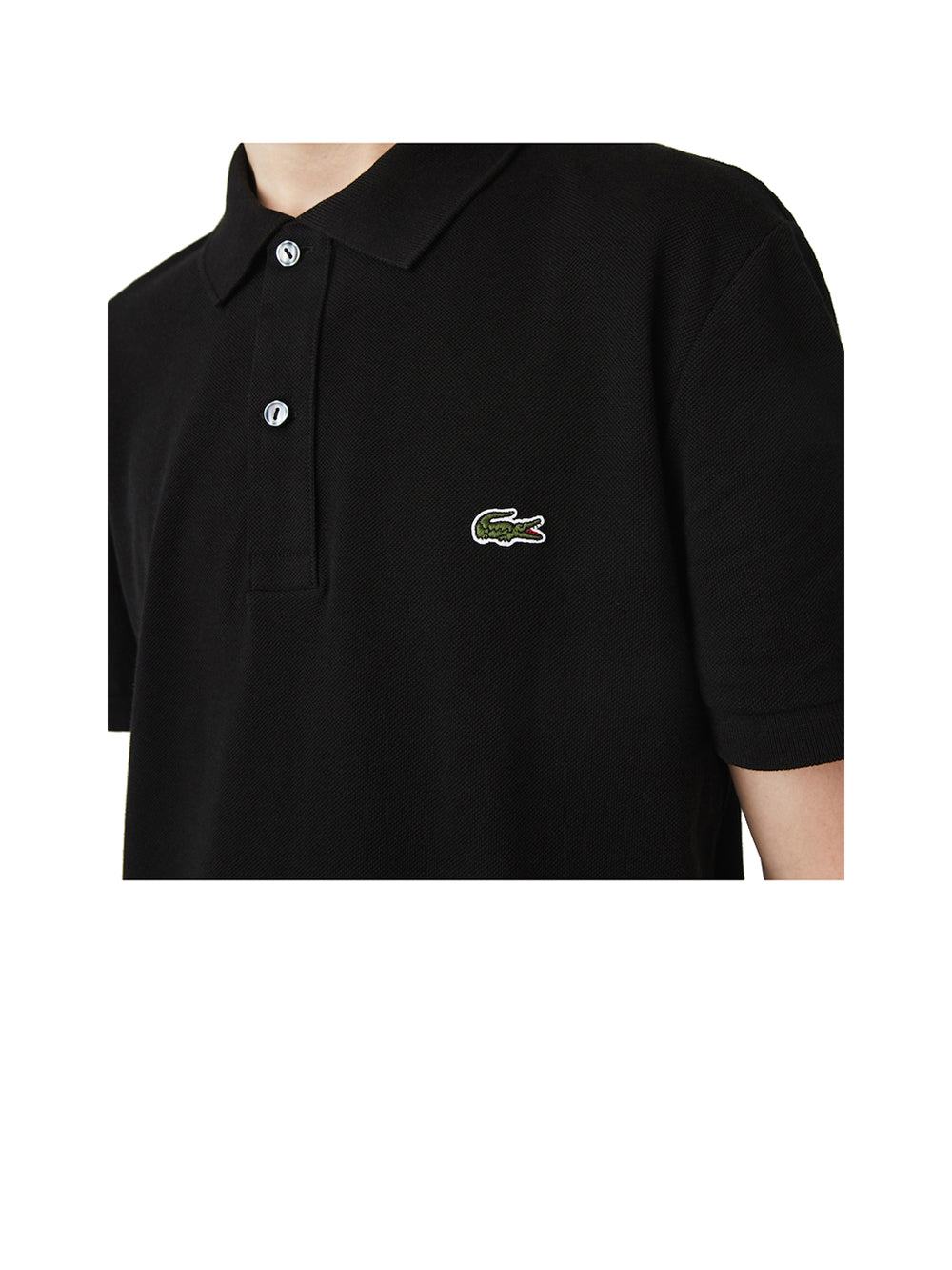 LACOSTE Polo Uomo Nera a maniche corte con logo brand Nero