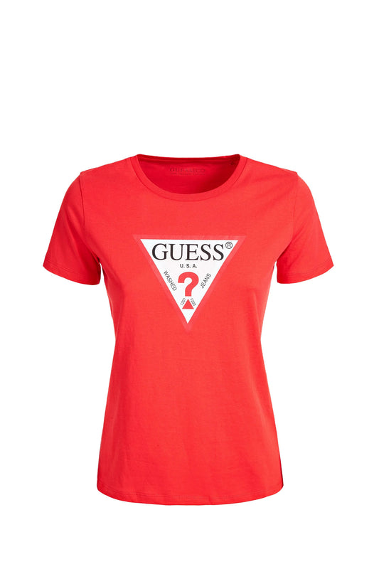 GUESS 1 USCITA T-Shirt Triangolo Logo Rosso RED