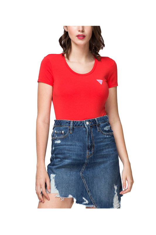 GUESS 1 USCITA T-Shirt Triangolo Logo Rosso RED