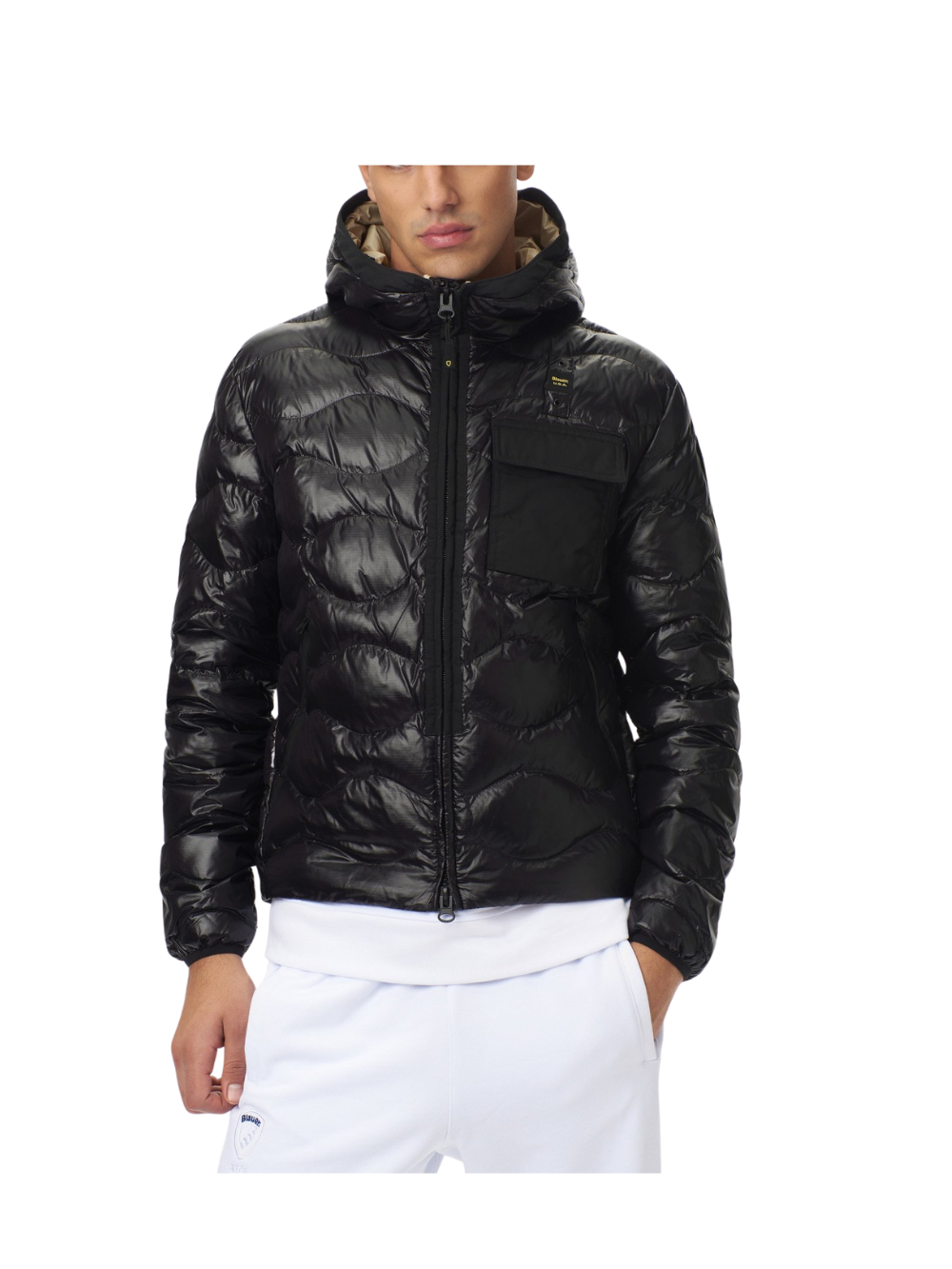 Blauer Piumino Uomo Leggero A Onde Nero Nero