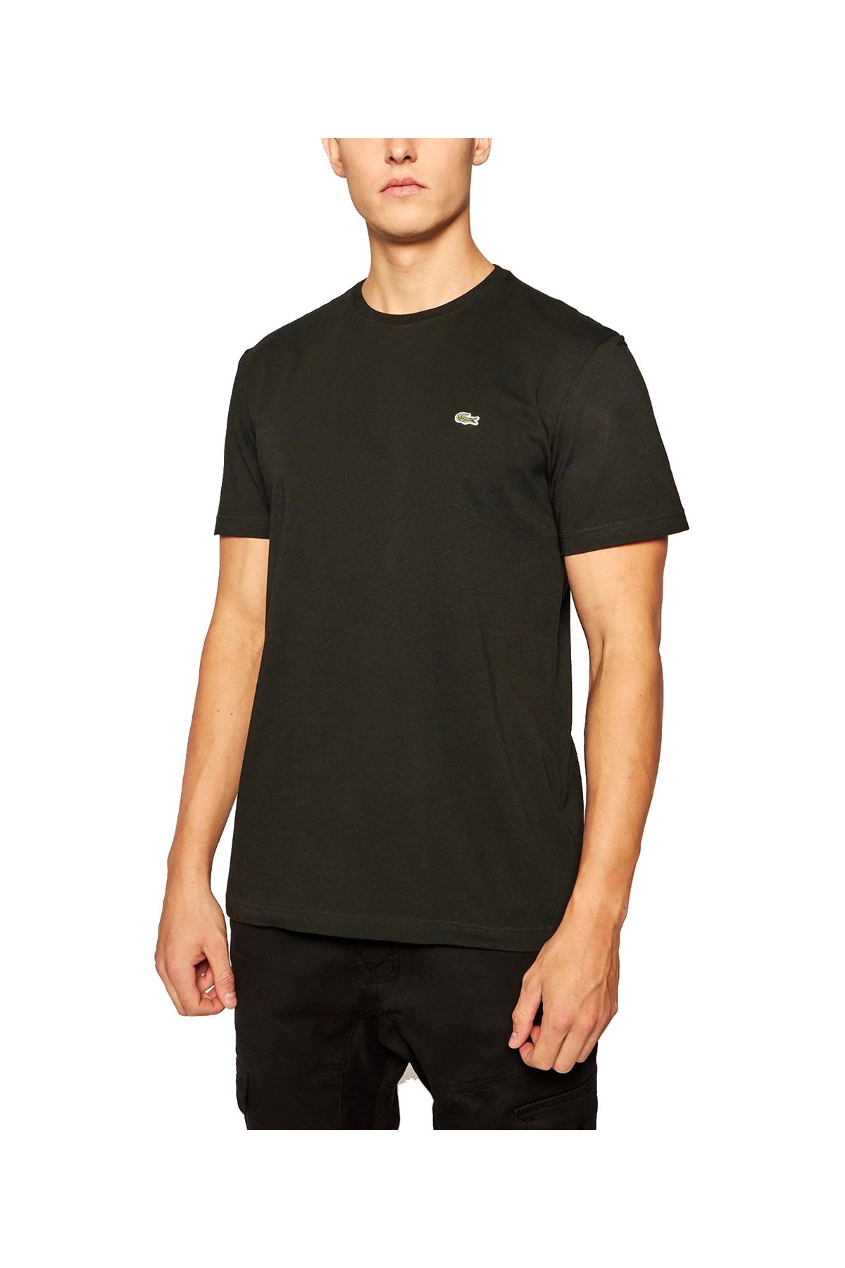 LACOSTE T-Shirt Uomo Logo Frontale Nero Nero
