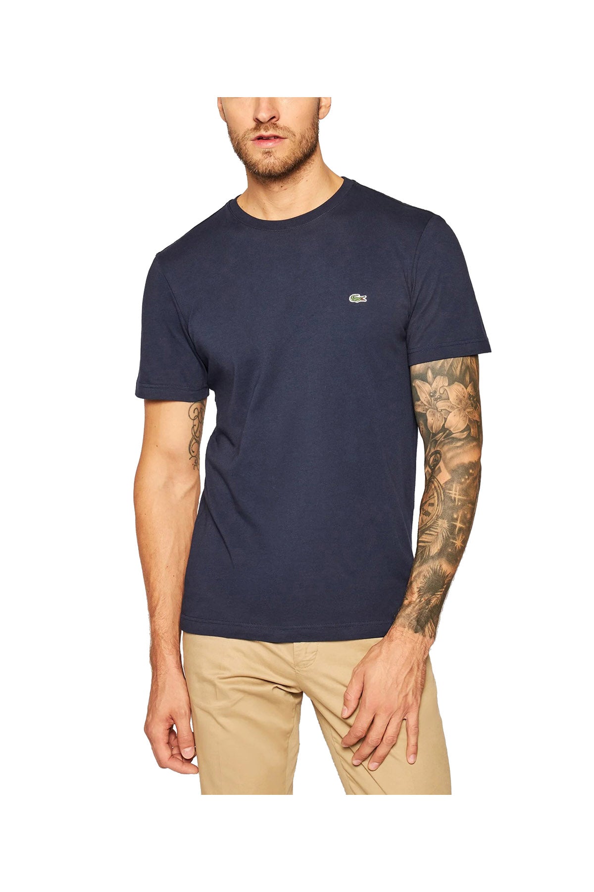 LACOSTE T-Shirt Uomo Logo Frontale Navy BLU NAVY