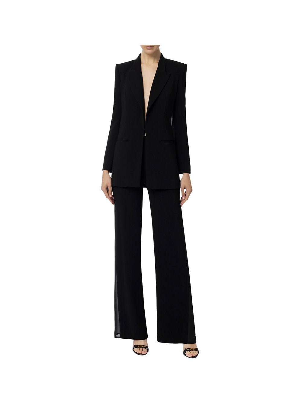 ELISABETTA FRANCHI 1USCITA Elisabetta Franchi Giacca E Pantalone In Crepe Coordinato Donna Nero Nero