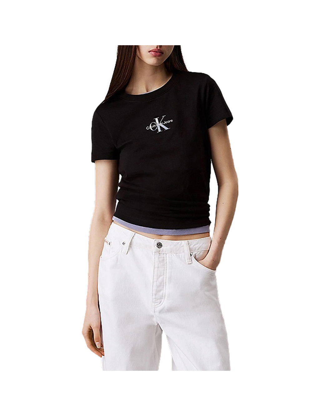 CALVIN2 2USCITA Calvin Klein T-Shirt Donna Ck Black - Nero Ck Black