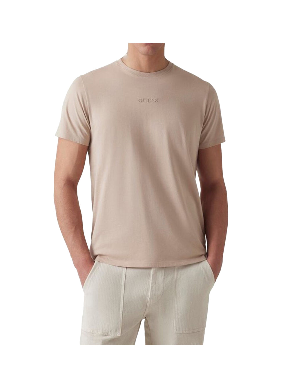 GUESS 2 USCITA Guess T-Shirt Ss Emb Pima Crew - Biege Beige