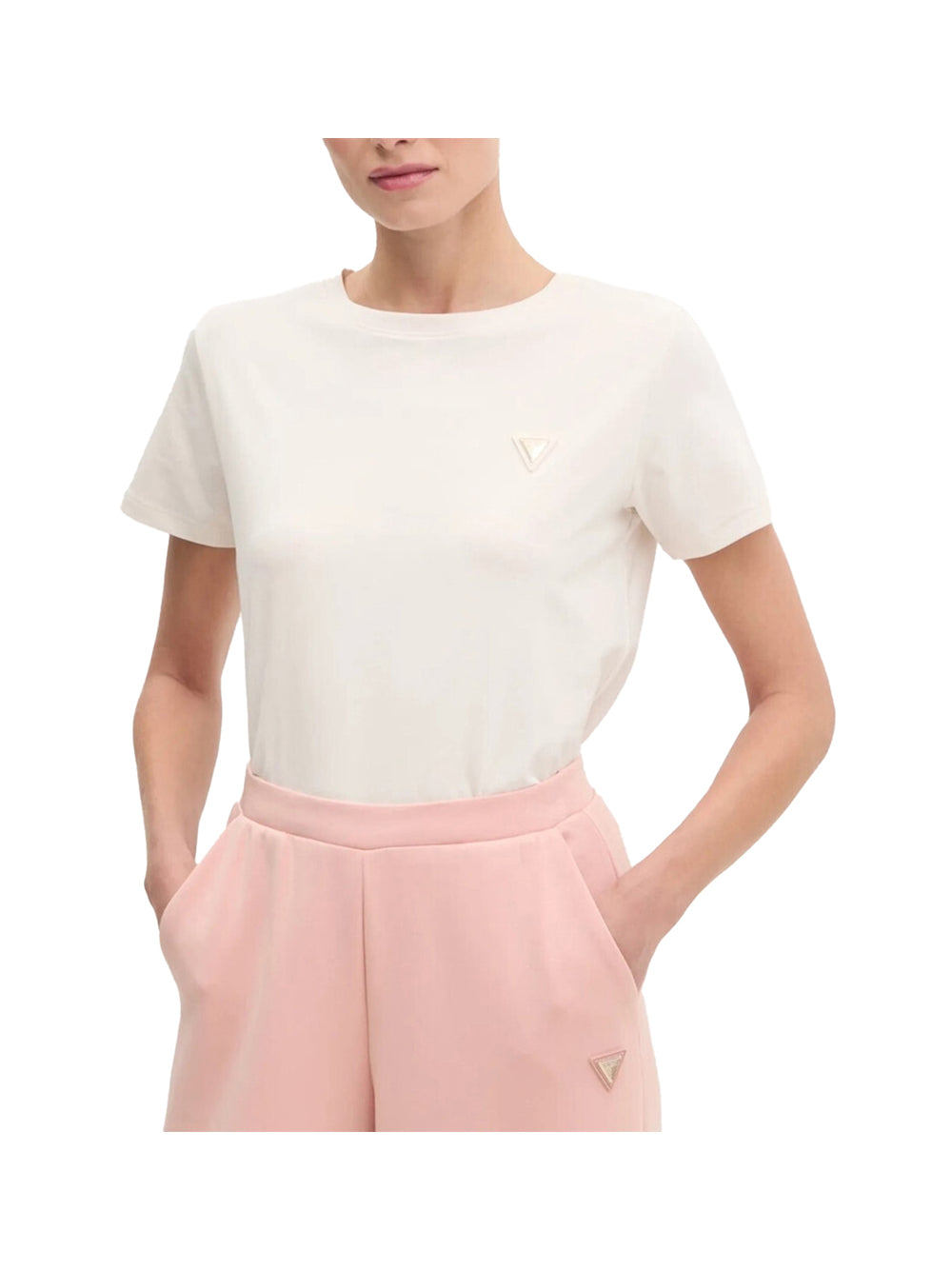 GUESS ATHLEISURE 2 USCITA Guess T-Shirt Donna Crema - Avorio Crema