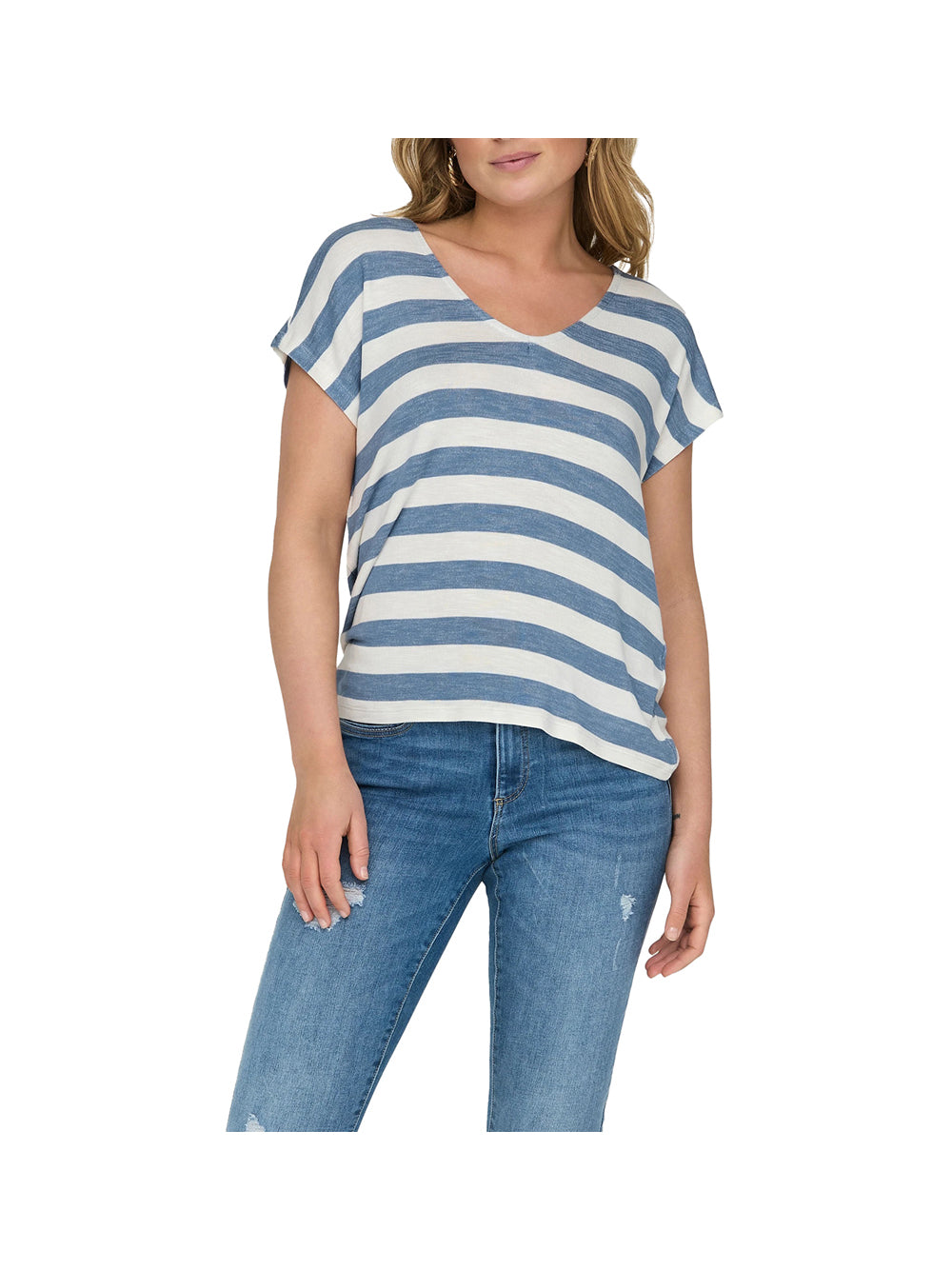 Only 1 uscita Only T-Shirt Donna Bianco/blu - Bianco Bianco/blu
