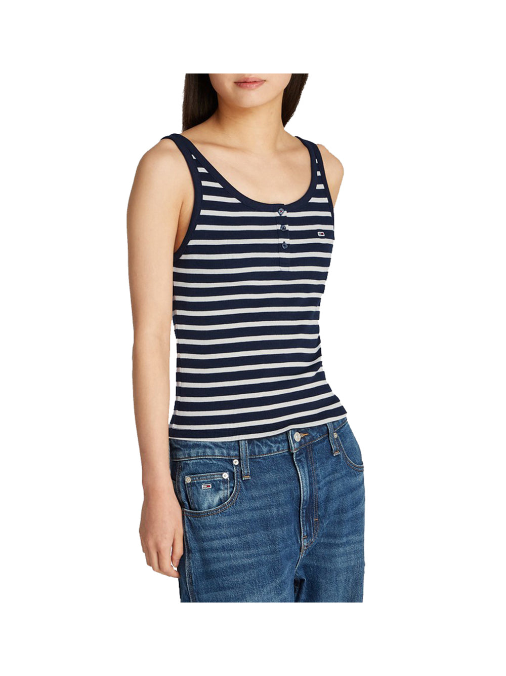 TOMMY JEANS 2USCITA Tommy Jeans Top Donna Dark Night Navy / Stripe - Blu Dark Night Navy / Stripe