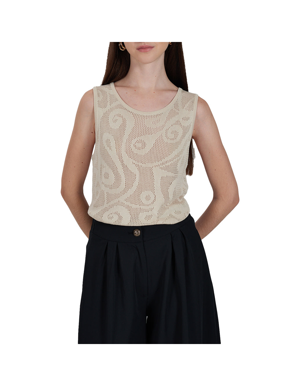 YES ZEE STC Maglia Donna - Beige Ecru