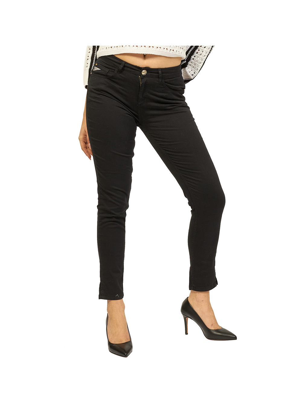 YES ZEE STC Yes Zee Pantalone Donna Nero Nero