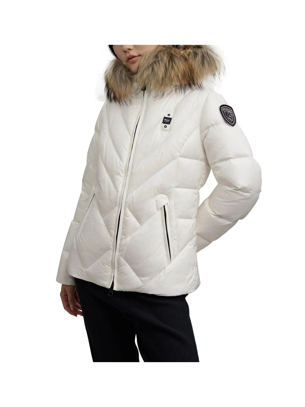 BLAUER Blauer Piumino A Linee Geometriche Alicia Bianco Bianco