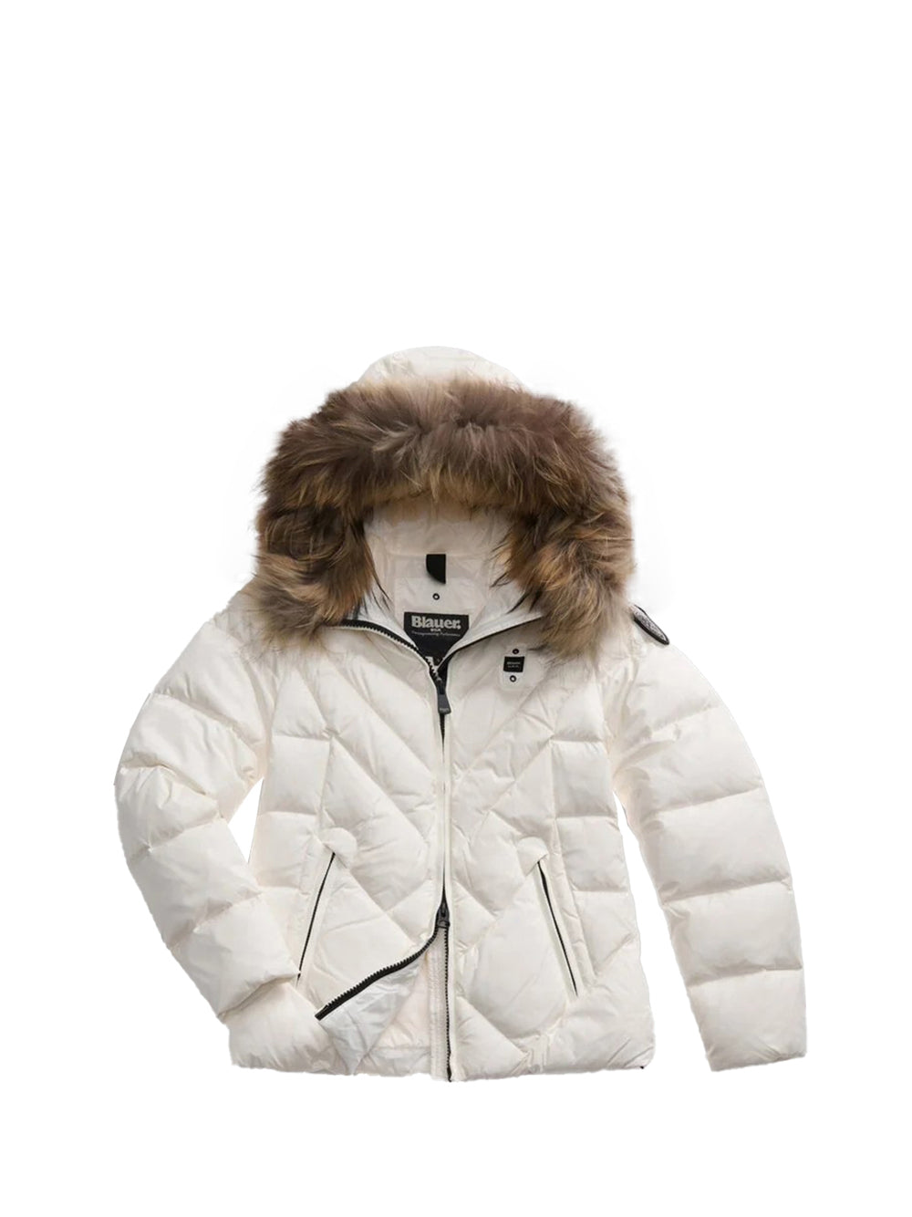 BLAUER Blauer Piumino A Linee Geometriche Alicia Bianco Bianco