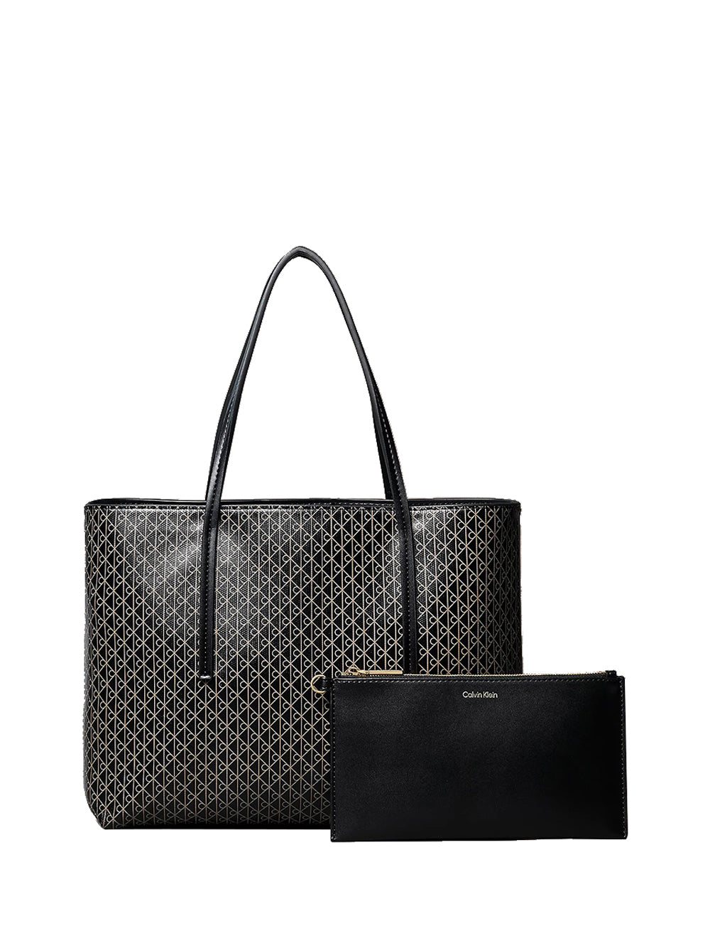 CALVIN ACC.2USCITA Borsa Tote Piccola Calvin Klein Con Emblema Rivestito - Nero Nero
