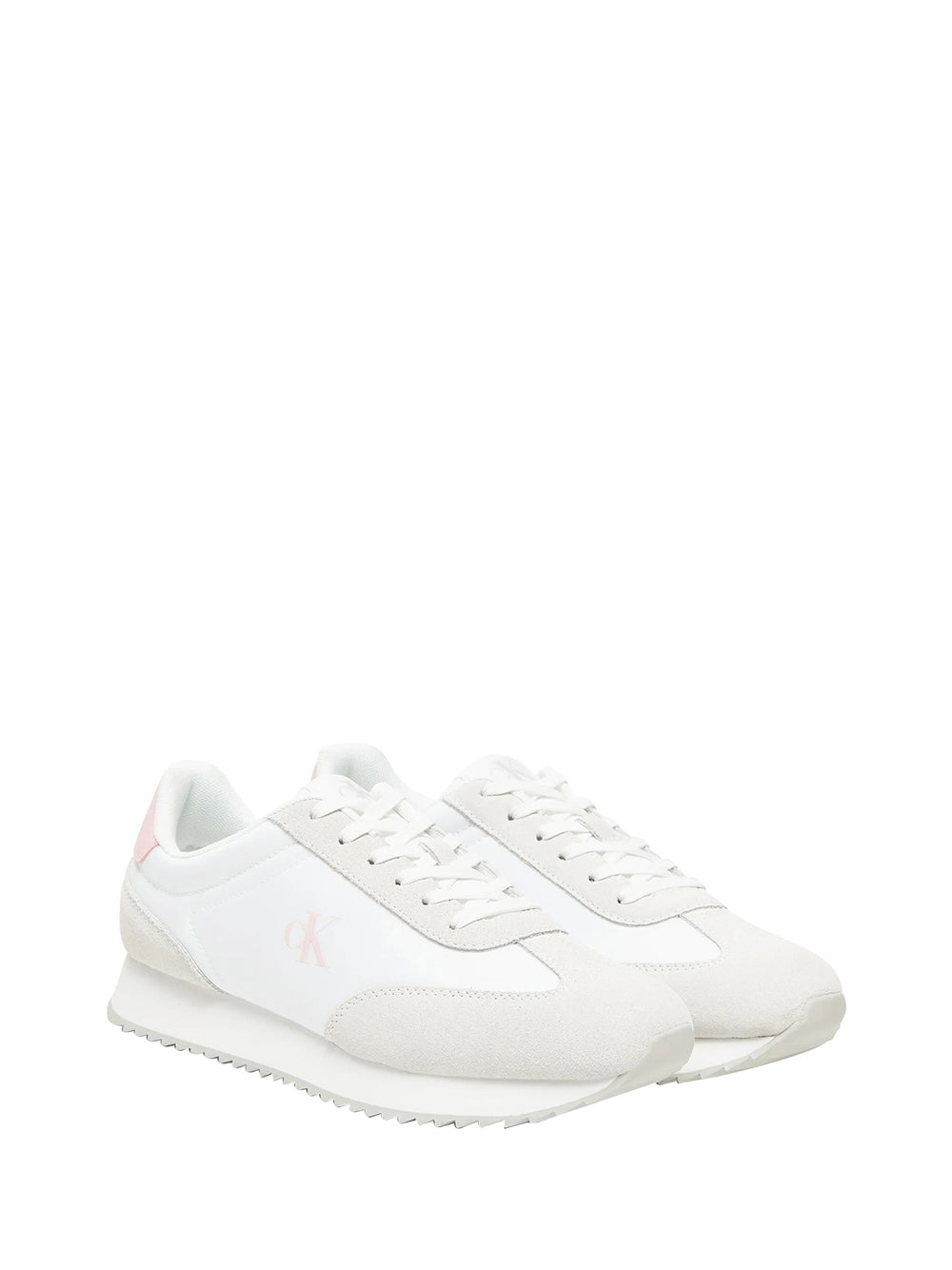 CALVIN CALZATURE Calvin Klein Runner Laceup Mg Sneakers Donna Bianco/rosa - Bianco Bianco/rosa