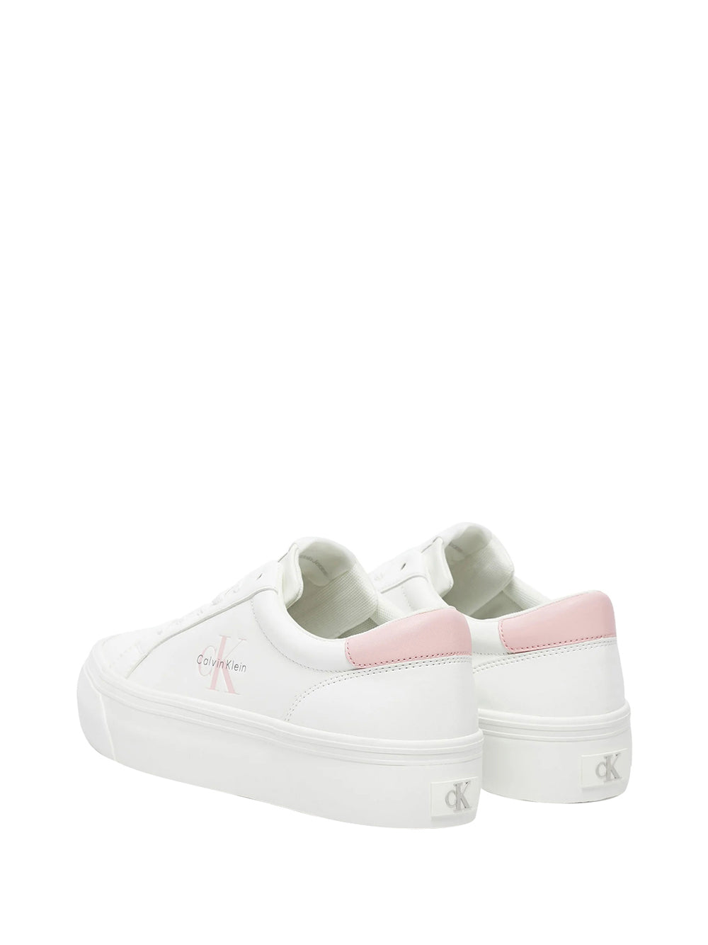 CALVIN CALZATURE Calvin Klein Vulc Flatf Lth Logo Sneakers Donna Bianco/rosa - Bianco Bianco/rosa