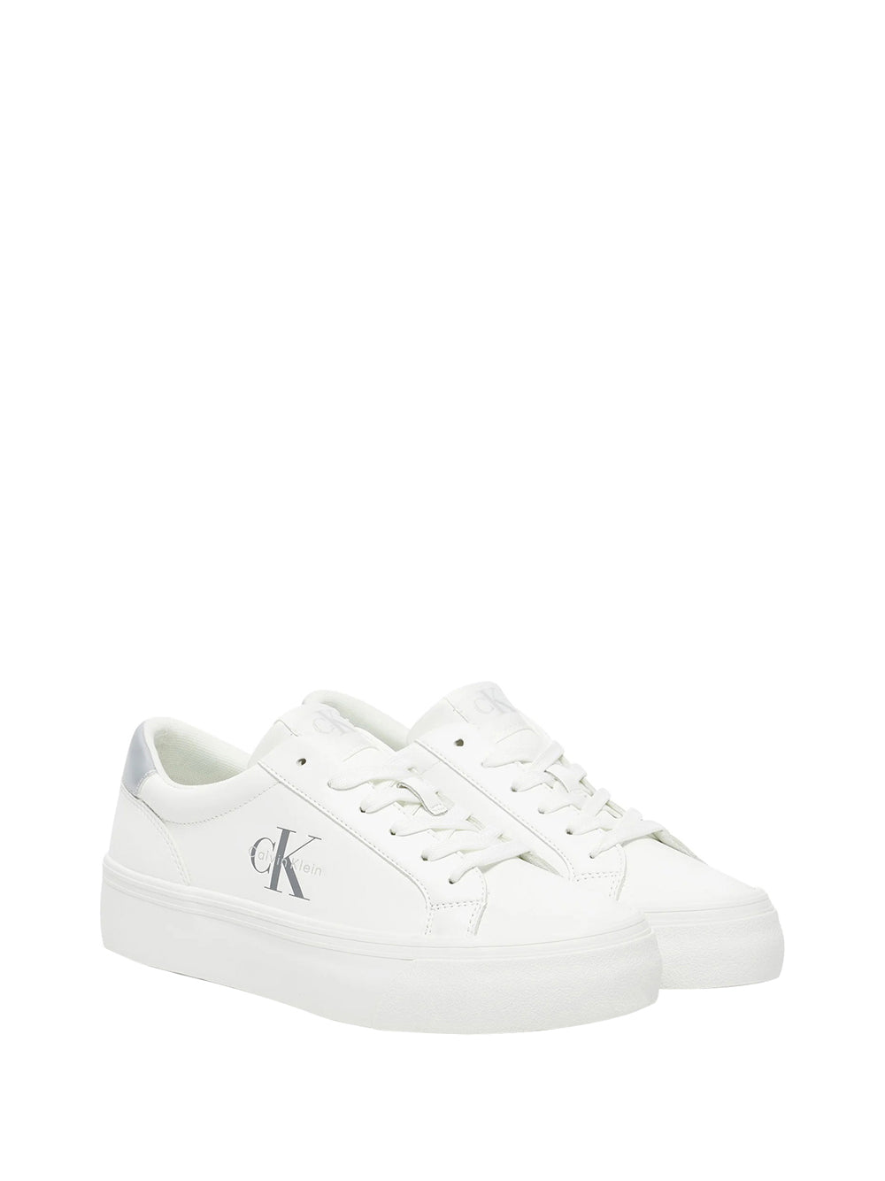 CALVIN CALZATURE Calvin Klein Vulc Flatf Lth Sneakers Donna Bianco/argento - Bianco BIANCO/ARGENTO