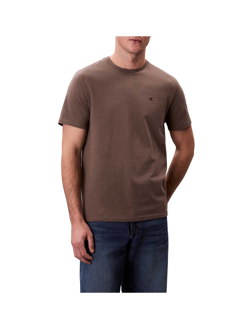 CALVIN2 1USCITA Calvin Klein Ss Smooth Cttn Solid T-Shirt Uomo Marrone Marrone