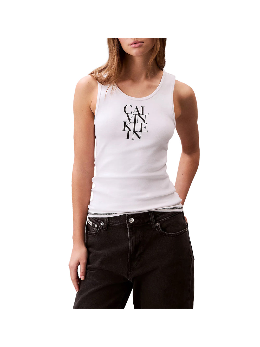 CALVIN2 1USCITA Calvin Klein Top Sl Cotton Rib Solid - Bianco Bianco