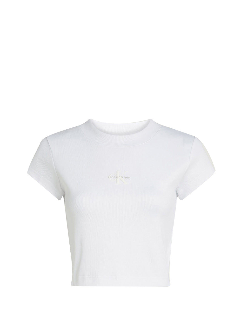 CALVIN2 1USCITA Calvin Klein Donna T-Shirt Monogram Baby Tee - Bianco Bianco