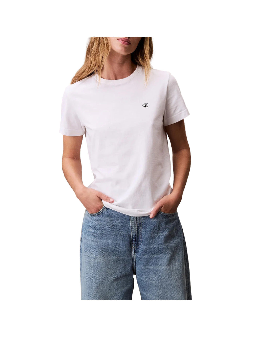 CALVIN2 1USCITA Calvin Klein T-Shirt In Jersey - Bianco Bianco