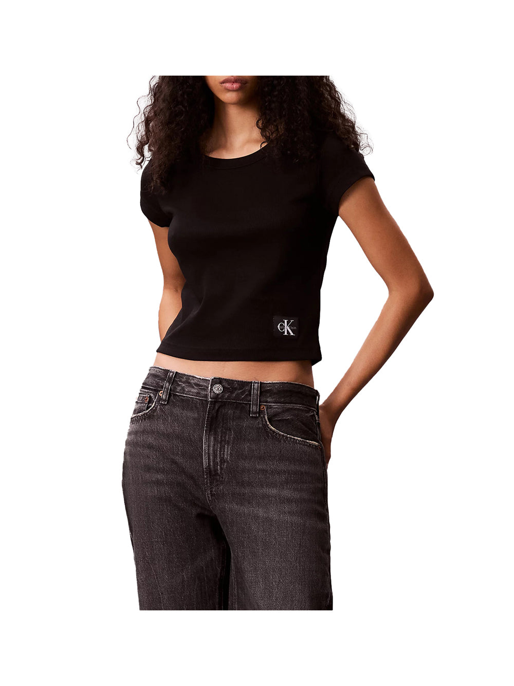 CALVIN2 1USCITA Calvin Klein T-Shirt A- Woven Label 2X2 R - Nero Nero