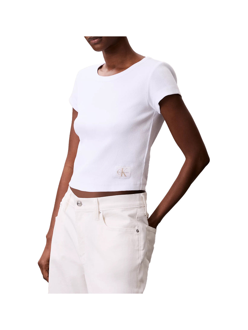 CALVIN2 1USCITA Calvin Klein T-Shirt A- Woven Label 2X2 R - Bianco Bianco