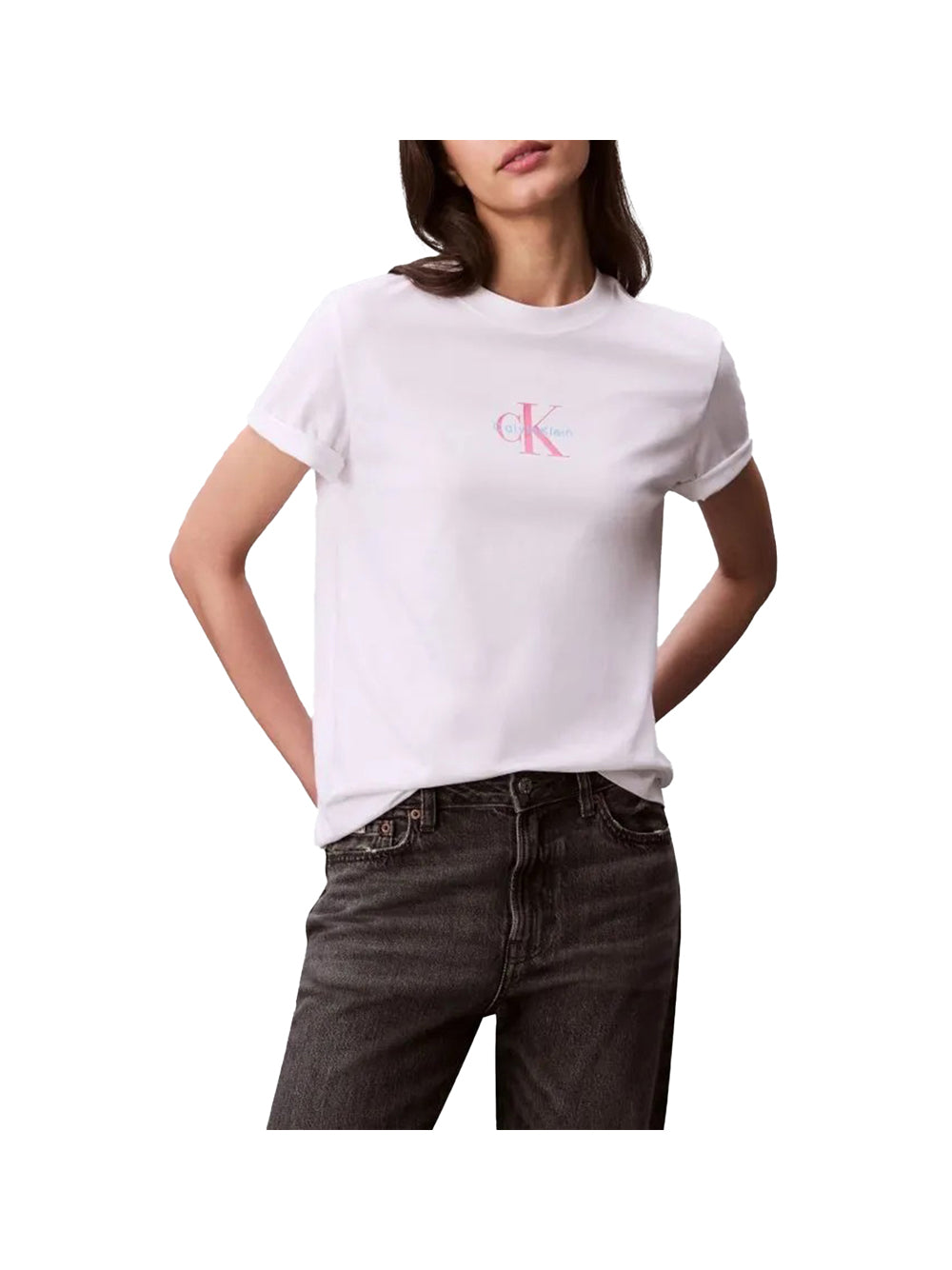 CALVIN2 1USCITA Calvin Klein T-Shirt Ss 20S Classic Logo - Bianco Bianco