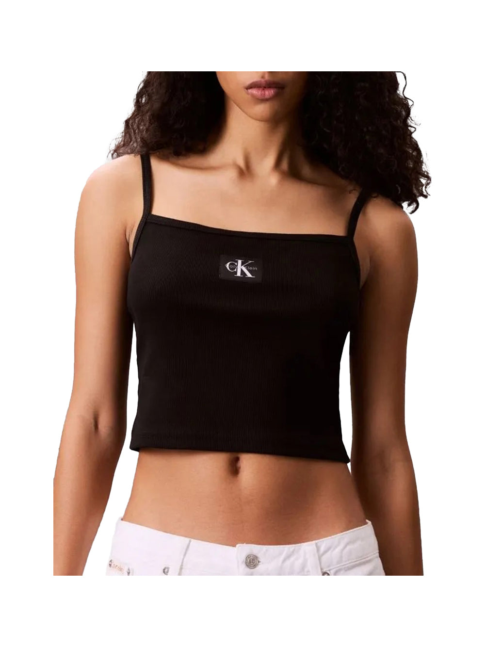 CALVIN2 1USCITA Calvin Klein Top A- Woven Label Rib C - Nero Nero