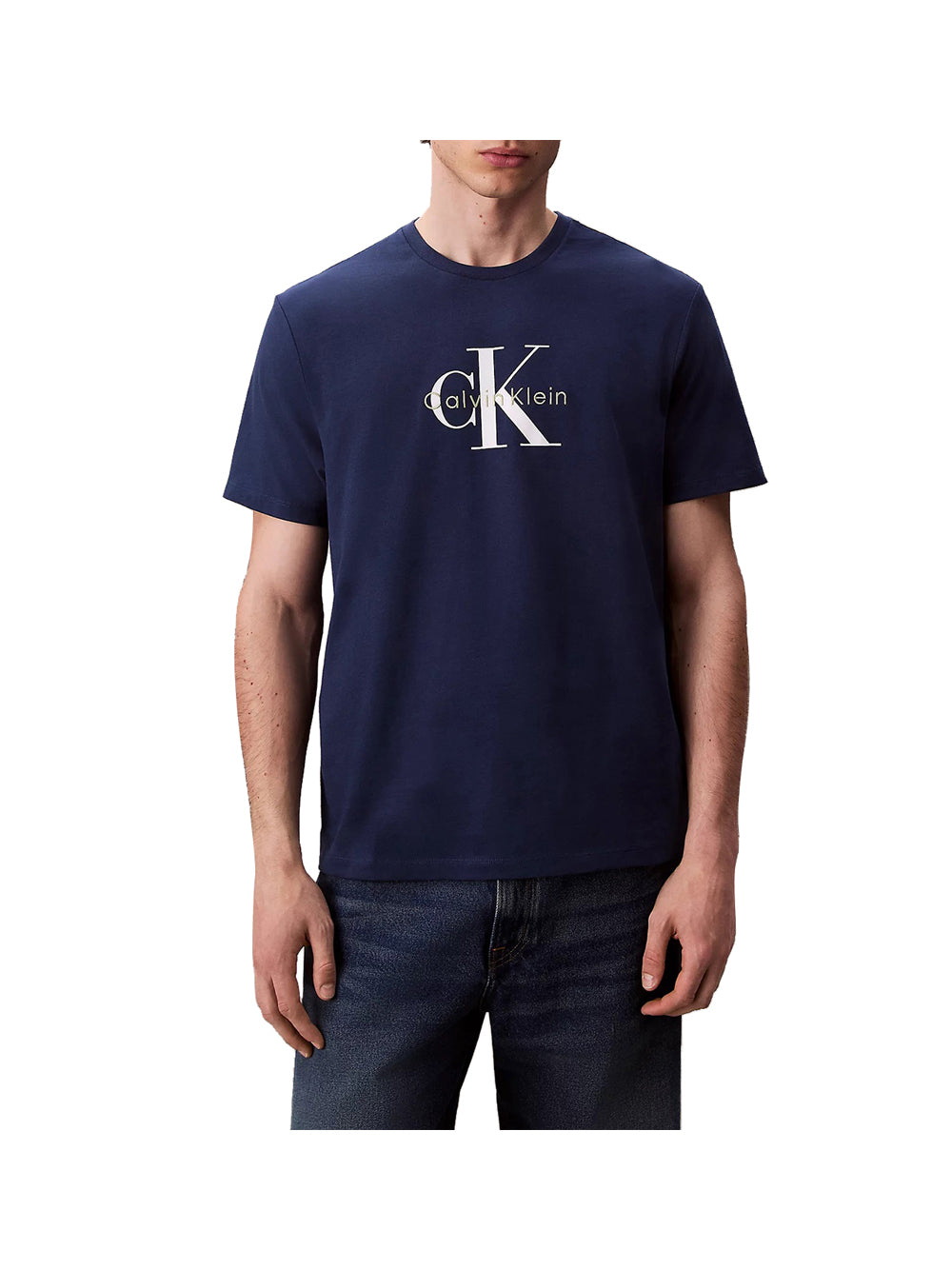 CALVIN2 1USCITA Calvin Klein Ss Hero Monologo Tee T-Shirt Uomo Blu Blu