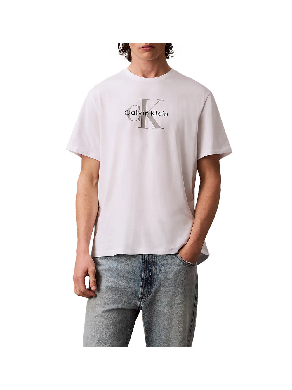 CALVIN2 1USCITA Calvin Klein T-Shirt Ss Hero Monologo Tee Uomo - Bianco Bianco