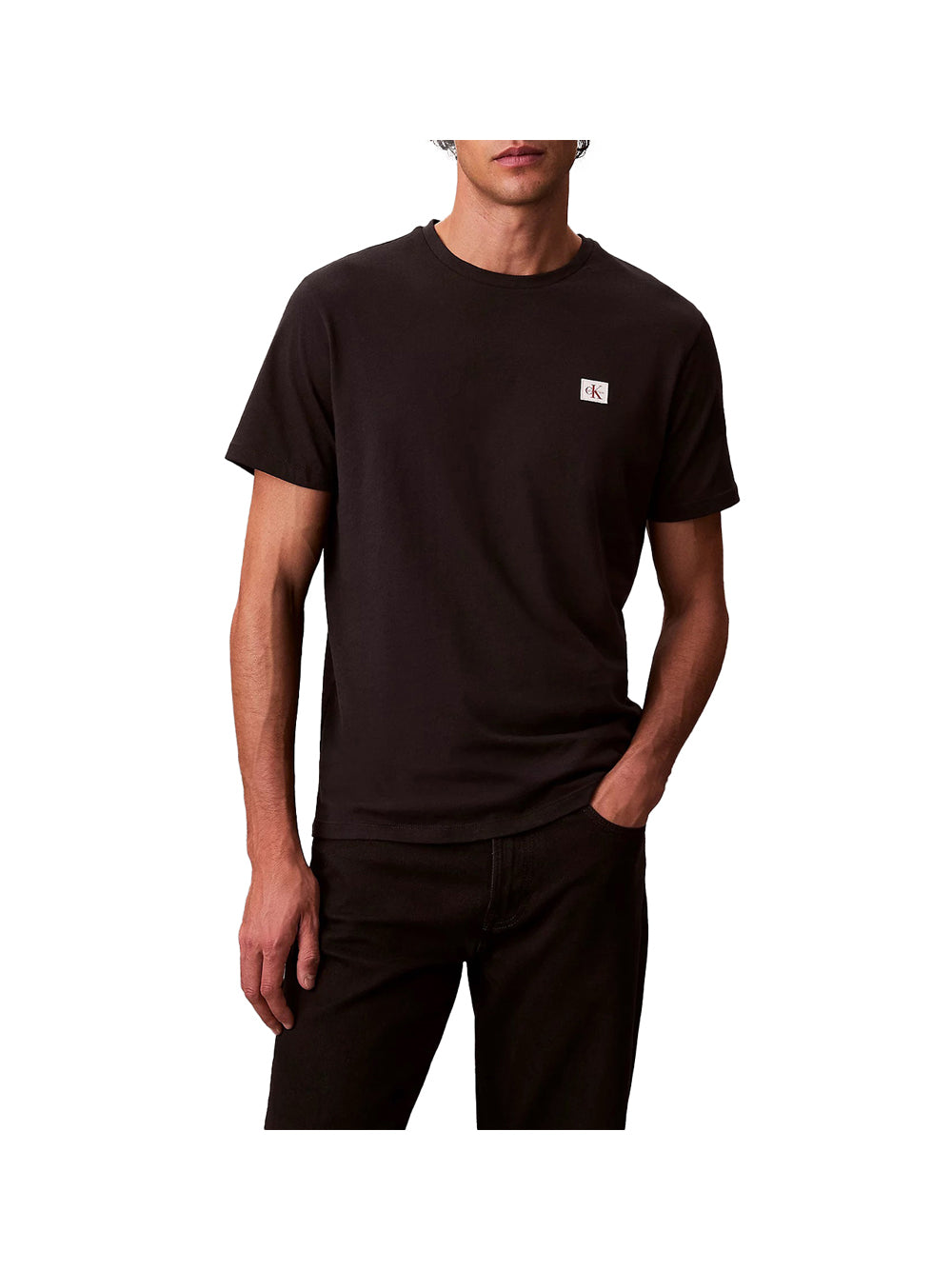 CALVIN2 1USCITA Calvin Klein T-Shirt ss badge 30s jersey classic tee Uomo - Nero Nero