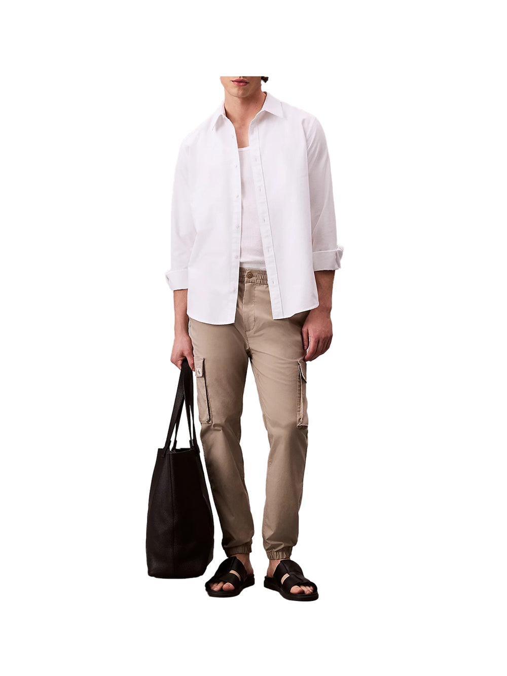 CALVIN2 1USCITA Calvin Klein Sknny Elstc Rpstp Cr Pantalone Uomo Beige Beige