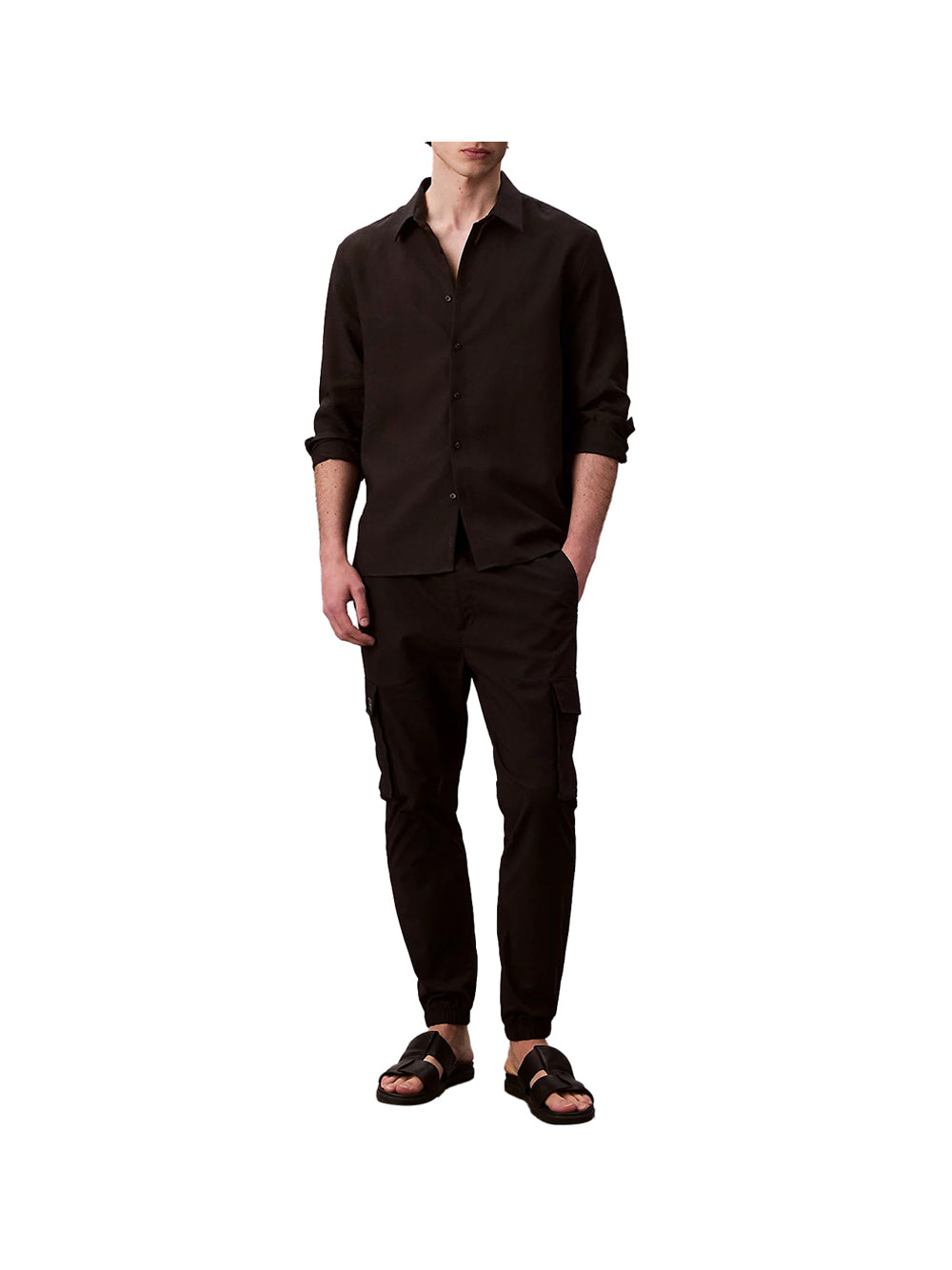CALVIN2 1USCITA Calvin Klein Sknny Elstc Rpstp Cr Pantalone Uomo Nero Nero